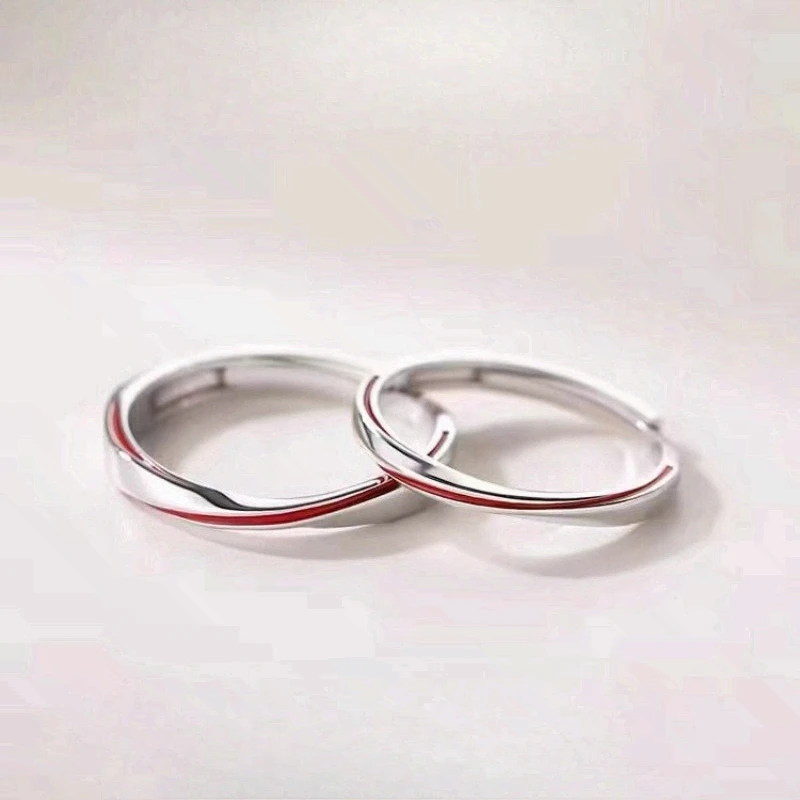 1 Pair Moon Elder Red Thread Möbius Couple Rings for Men Women Open-Ended Index Finger Valentine's Day All-Match Daily Wear