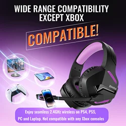 BINNUNE Dual Wireless Gaming Headset with mic for PC PS4 PS5, Bluetooth Gaming Headset for Laptop Computer, Gaming Headphones