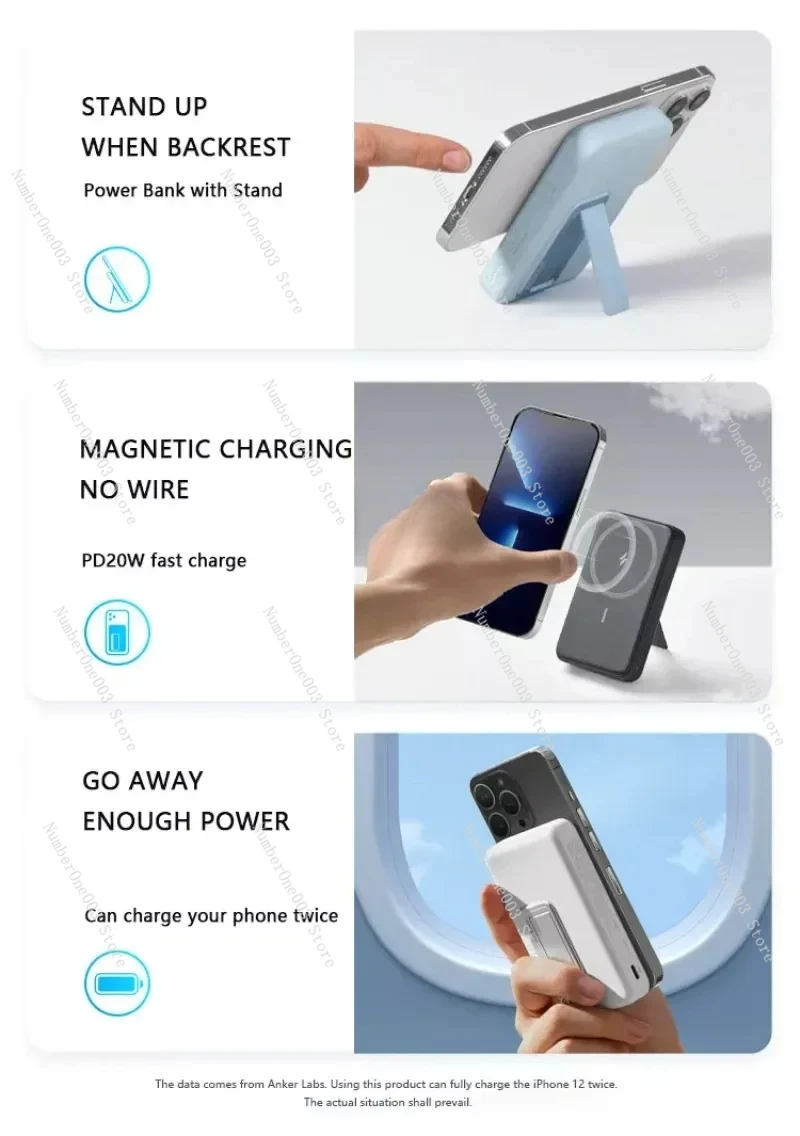 Anker 633 (MagGo) Wireless Power Bank External Battery 10000mAh Quick Charge Portable Folding Stand and for iPhone 14/13 Pro USB