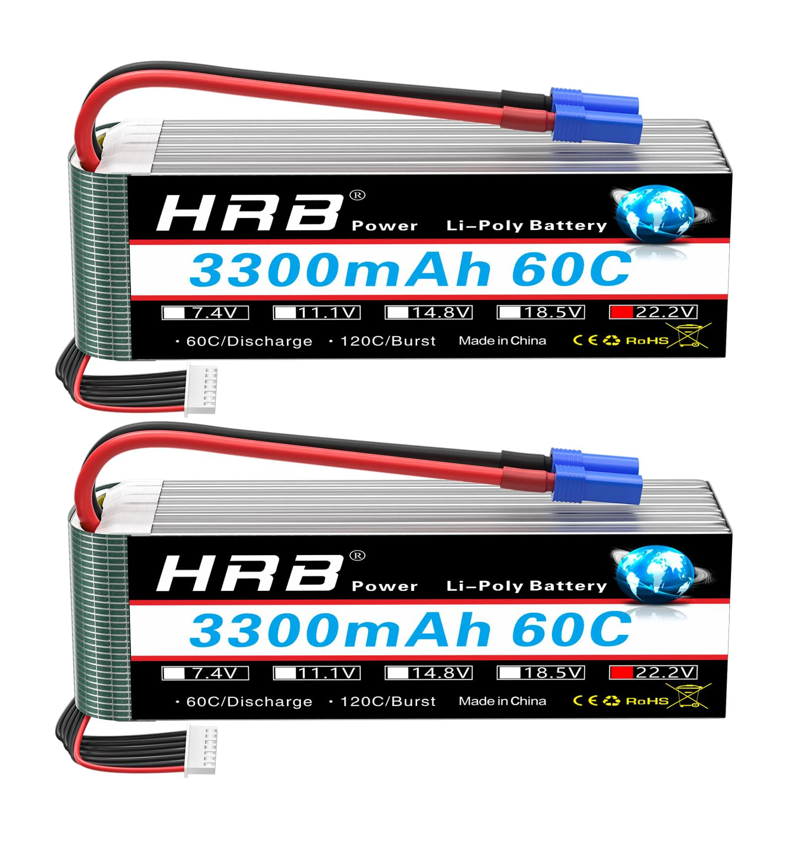 HRB 6S 3000 mah 22.2 V 3300 mah Lipo Batterij 60C XT60 Connector Voor Auto FPV Vliegtuig Drone boot Vrachtwagen - afbeelding 1