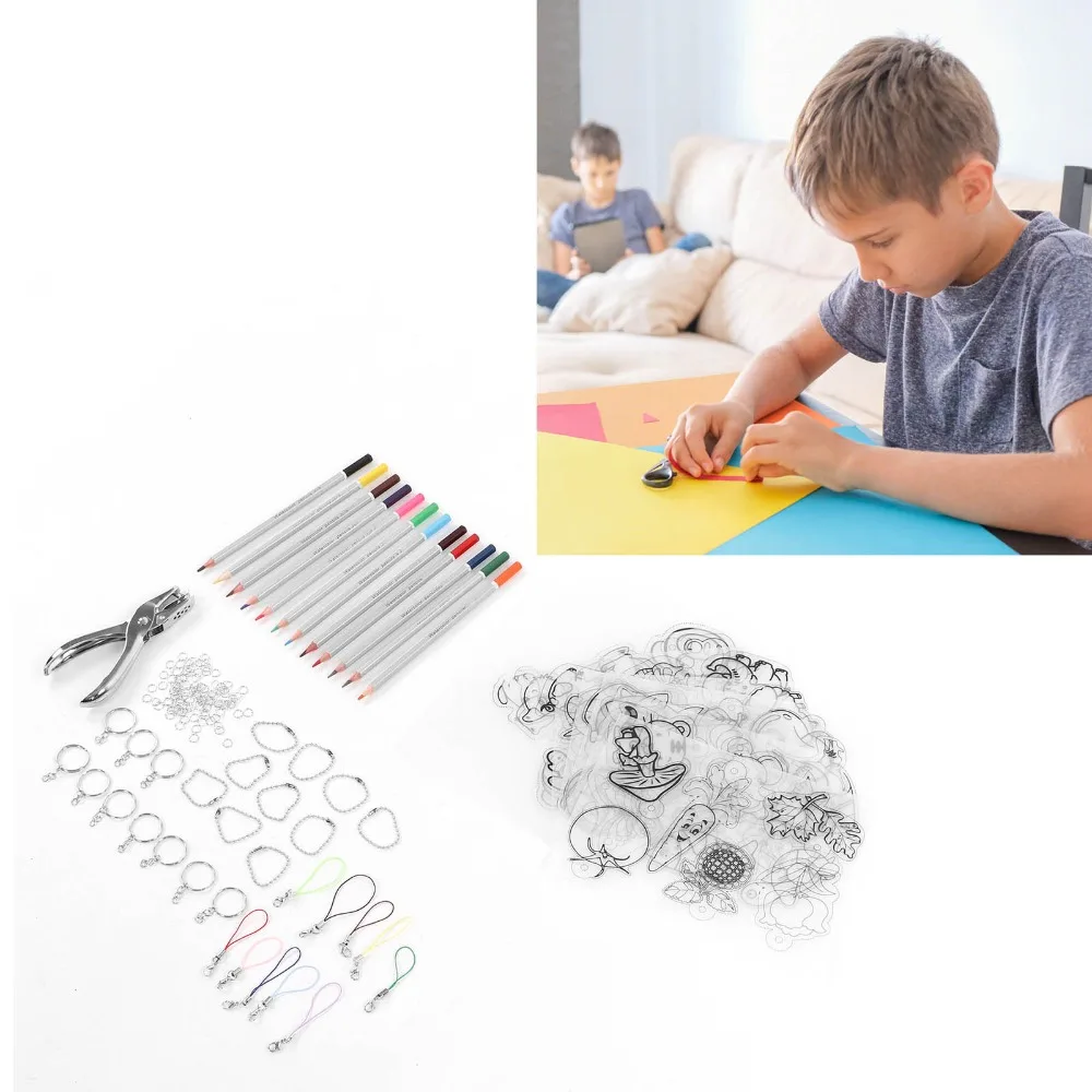 

157pcs Paper Craft Portable Heat Shrink Sheet Set Manual DIY Color Shrink Plastic Sheet Plastic Shrink Film DIY Keychains