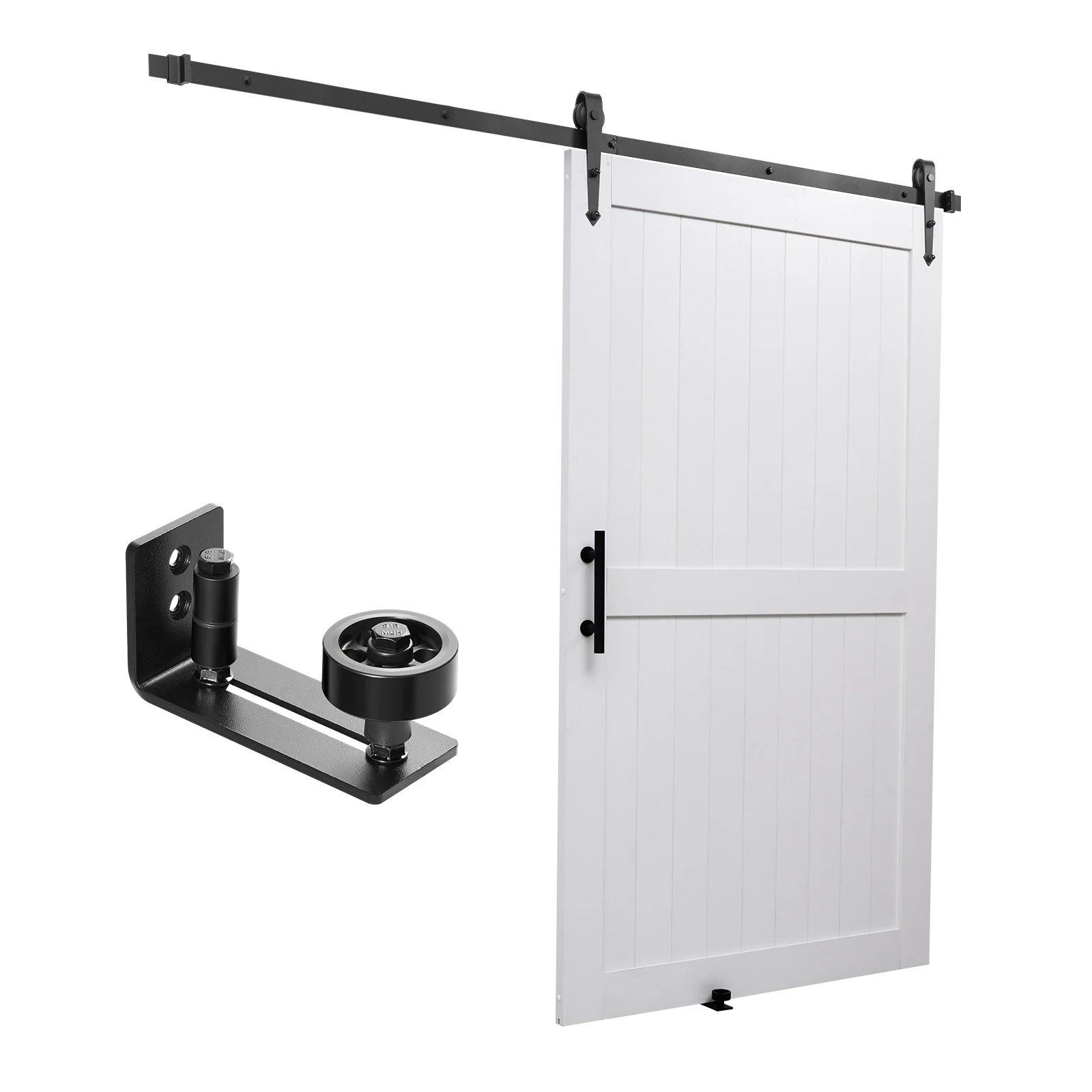 

SucceBuy Sliding Barn Door 30/36/42/48 x 84 inch High-Strength MDF Panel Barn Door w Hardware Kit Water-Proof PVC Surface Easy