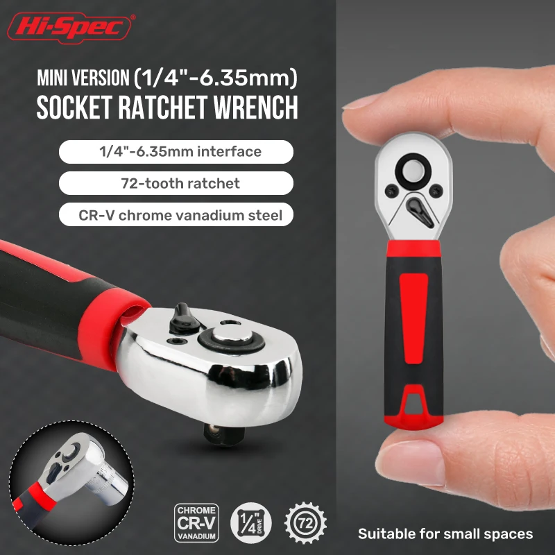 

Hi-Spec 1/4 Ratchet Double Head Fast Ratchet Wrench Double-Ended Mini Socket Wrench Set Bicycle Mechanical Tools Hand Tools