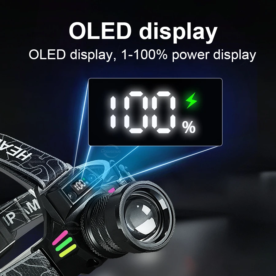 2025 Ultra Strong 2*300W LED LED أصفر+ضوء أبيض سوبر مشرق مستشعر الأمامي المدى طويل المدى صيد الصيد الفانوس