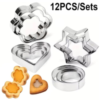 12PCS/Sets DIY Metal Cookies Cutters Creative Round/Heart/Flower/Star Stainless Steel Biscuit Indoor Outdoor Baking Tools