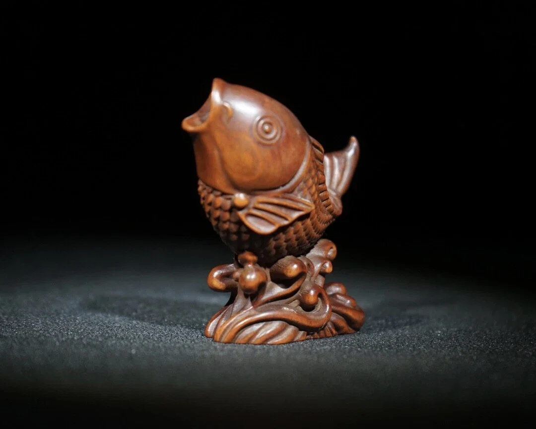 Vintage Antique Wood Fishing Carved Wooden Fish Sculpture Carving Wood Statues