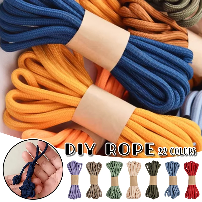 

10M High-end Hand-woven Rope Polyester 5mm Core Crochet Rope Hand Woven Luggage Outdoor Rope DIY Mobile Phone Hanging Rope