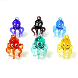 Mini estatuilla colgante de pulpo de cristal para niños, decoración de acuario hecha a mano, lindo Animal marino, pequeña estatua, adorno, regalos de Año Nuevo