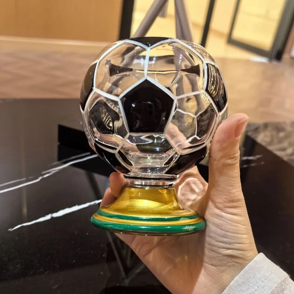 Hand Painted Spinning Sports Ball Whiskey Glass Rotating Base Novelty Glass Beer Cup Drink Ware Thickened Beer Tumbler Gift