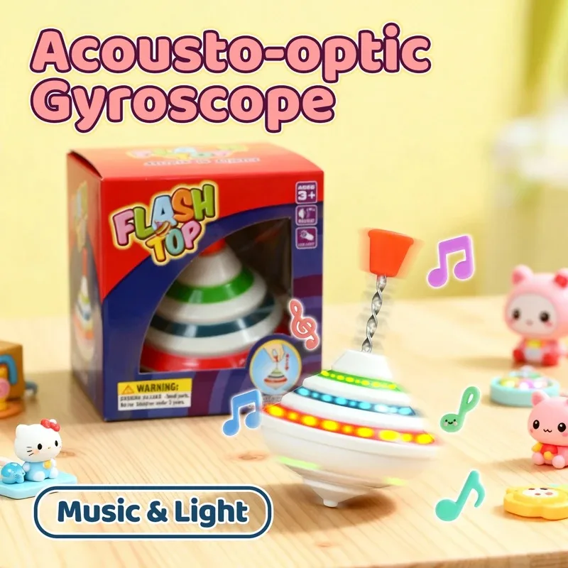 LED Light Up Spining Tops Flashing Music Spinner Gyroscopes for Kids Christmas Gift Easter Birthday Classroom Reward Party Favor