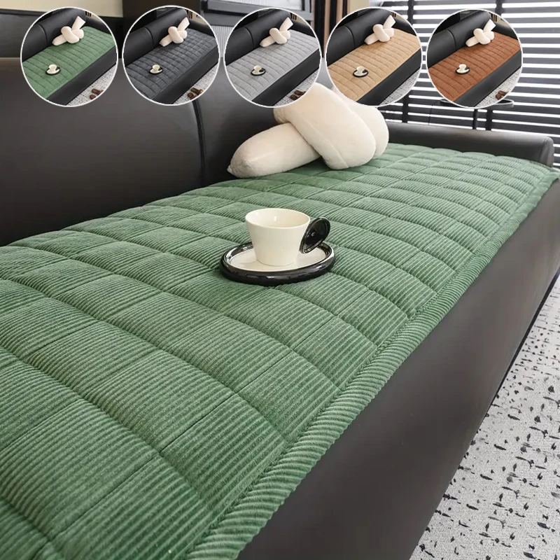 

New 1pc Modern Style Non-Slip Washable Quilted Thickened Sofa Cushion, Velvet Fabric Edge Stitching Craft, Living Room Seat Pad