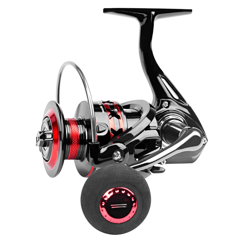 

DEUKIO FS 2000-7000 Series Spinning Reels Max Drag 12kg Red Black EVA Knob Metal Spool Reel Fishing Reel for Saltwater Fishing