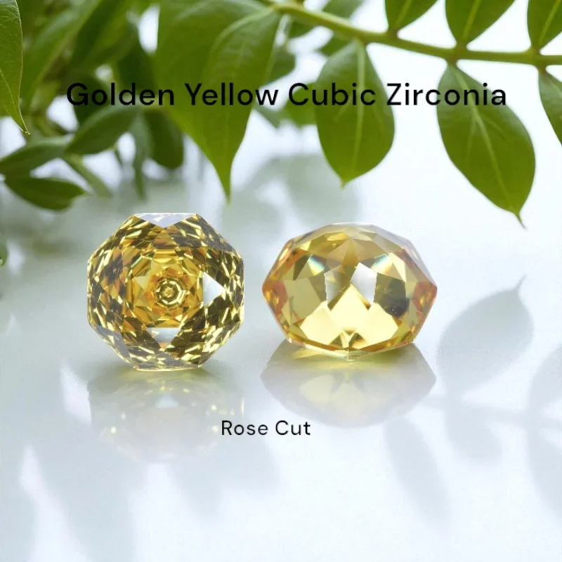 

L-Cubic Zirconia Special Rose Cut Golden Yellow Loose Gemstone For Ring Earrings For Diy Jewelry Making