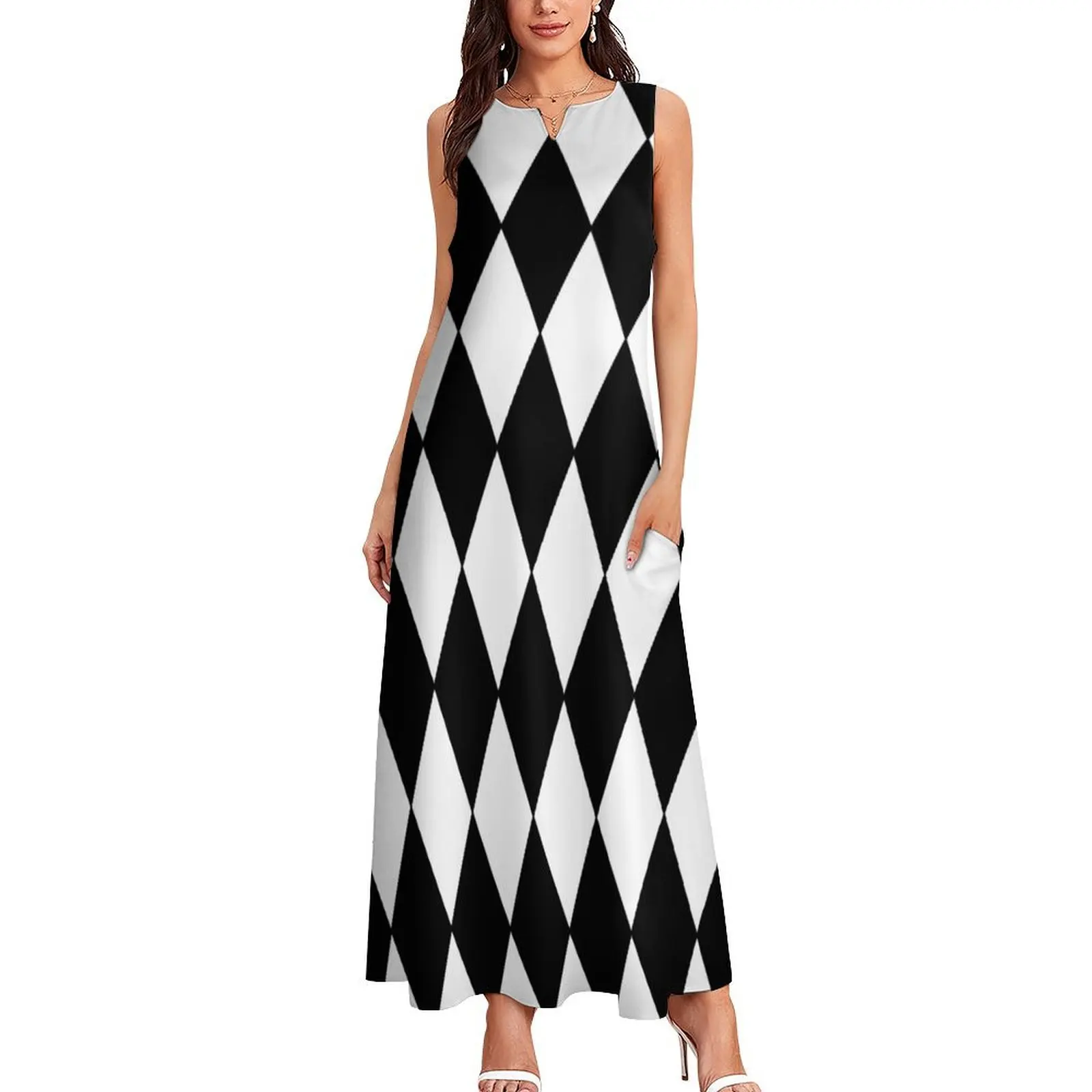 Black White Harlequin Long Dress purple dress Clothing dresses for woman women's dresses luxury Dress