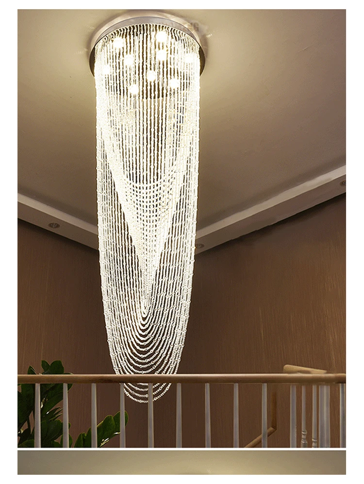 Villa duplex staircase long chandelier, crystal  modern creative lighting,   chandelier