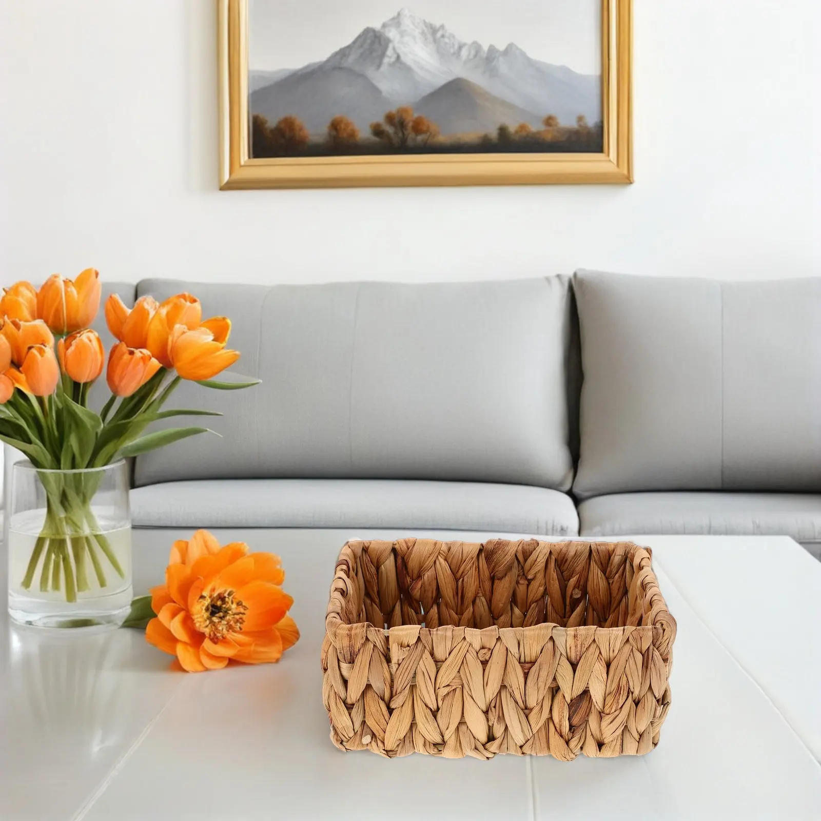 

Набор из 2 плетеных корзин из ротанга для ванной комнаты, поднос для туалетного столика, корзина для хранения на столешнице, органайзер для домашнего декора