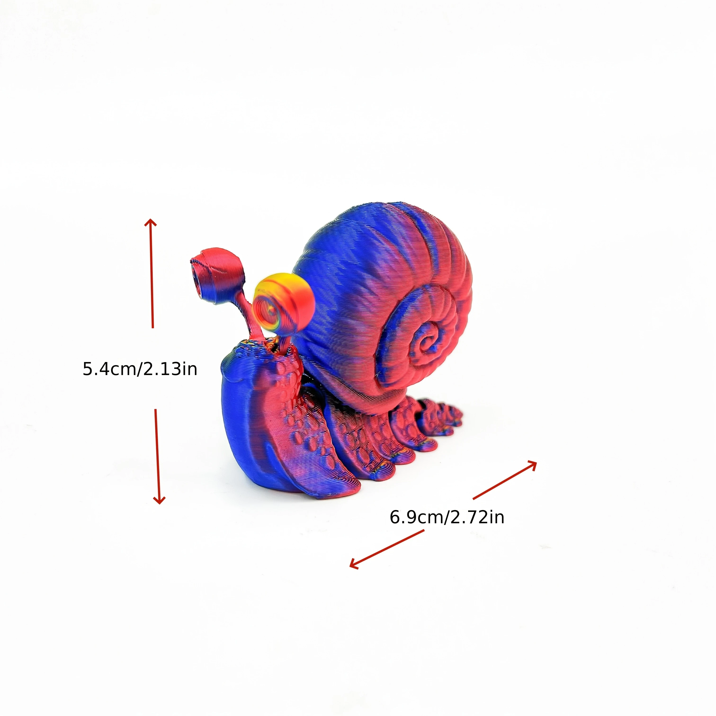 3D Printed Simulation Animal Snail Model Statue, Multi-Color Gradient Cute and Silly Snail Ornament Suitable for Holiday Gifts