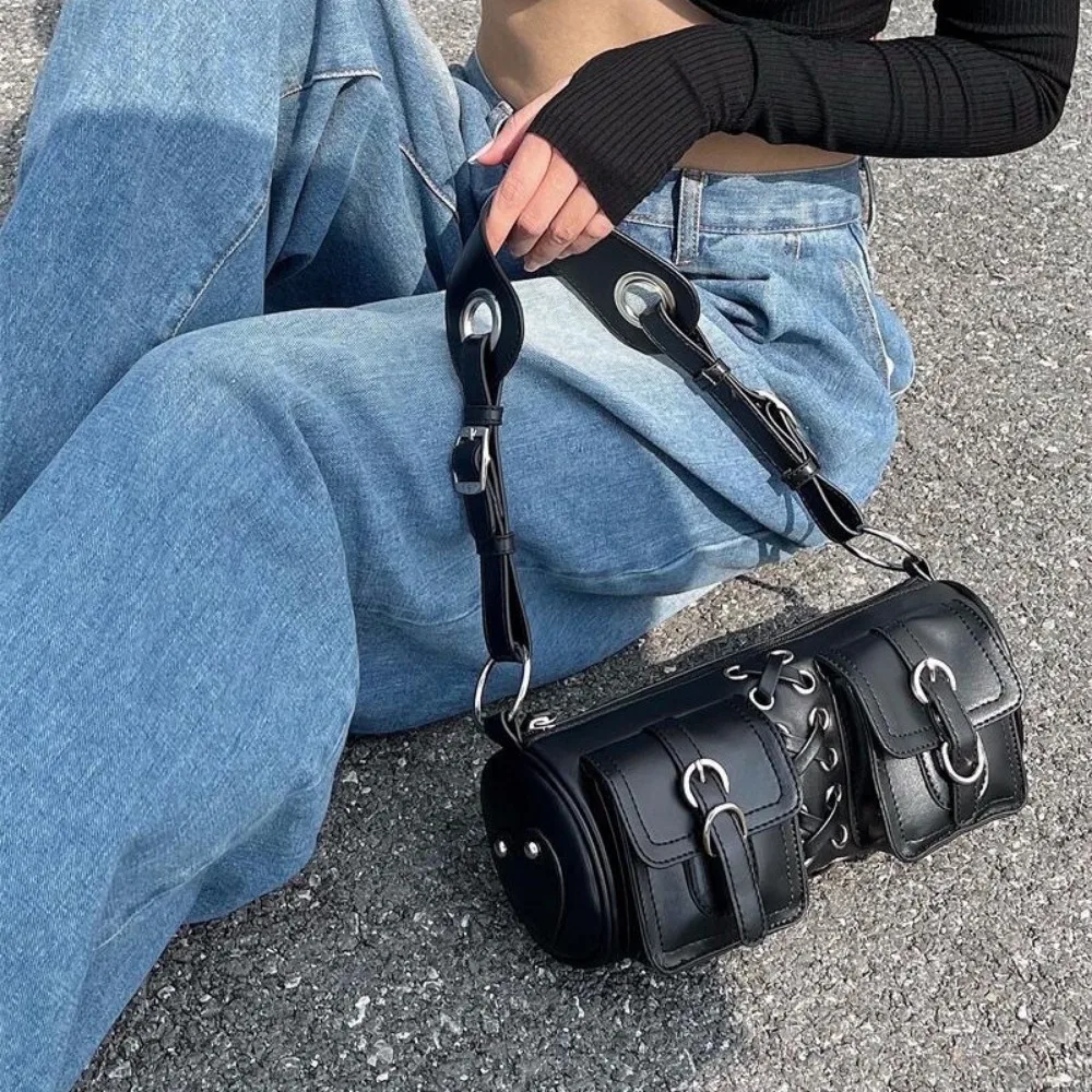 Neue Retro Spice Girls Unterarmtasche Pendler Premium strukturierte Umhängetasche Baguette Taschengurte Schulterzylindertasche Mode