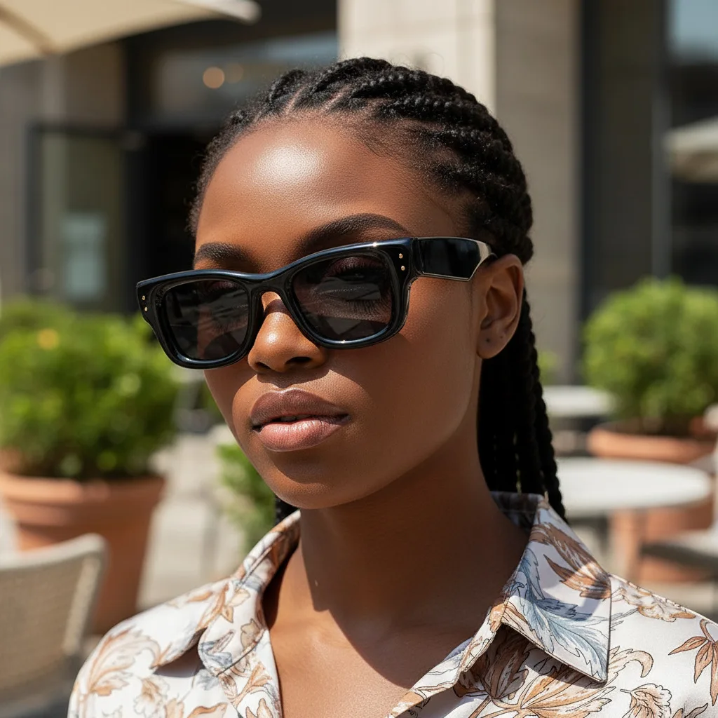 Modische Retro-Sonnenbrille mit quadratischem Rahmen für Damen und Herren, klassische Designer-Sonnenbrille mit kleinem Rahmen, trendige Sonnenbrille, UV400-Schutz – Detail 1