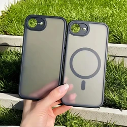 Luxury For Magsafe Magnetic Frosted Translucent Case For iPhone 11 12 13 14 15 16 Pro Max Plus 16E Matte Shockproof Hard Cover