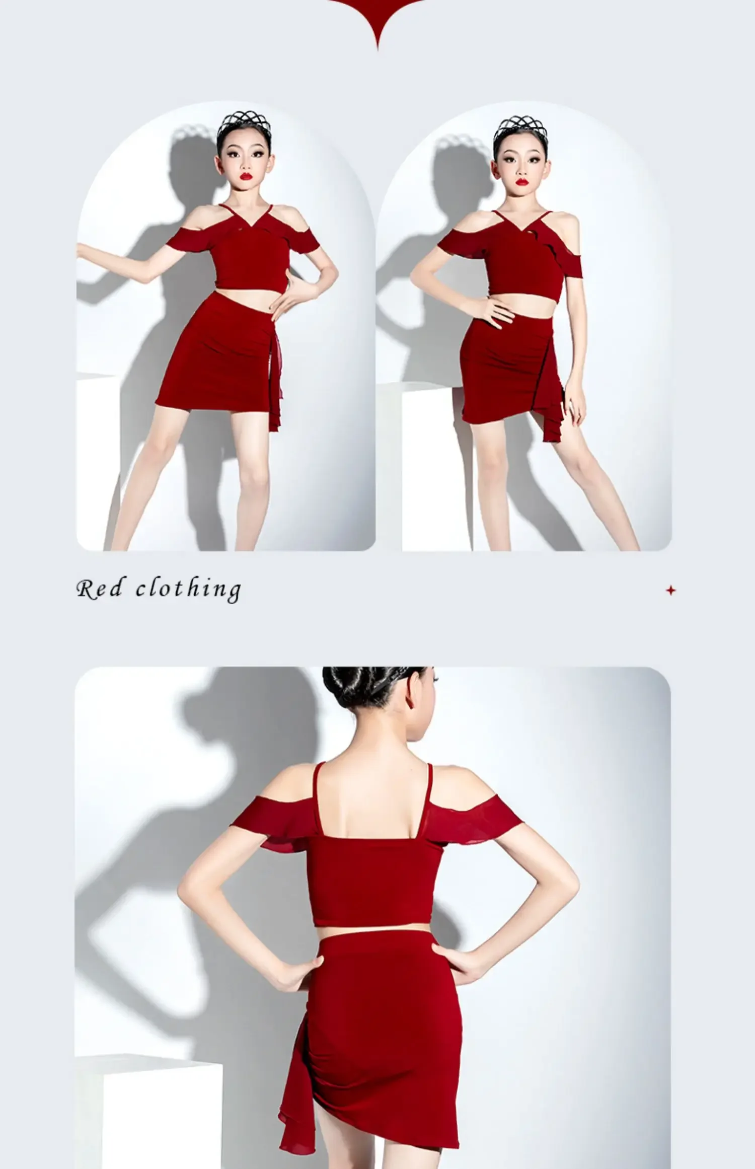 

Girl's tasselChildren's Latin dance clothing girls red dresses for Cha-Cha Rumba Samba and other Latin American dance costumes