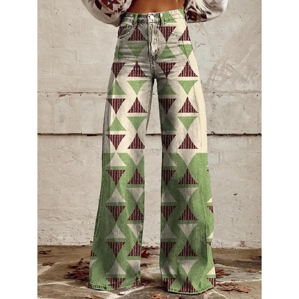 Damen Leopardenmuster Weite Hose mit Hoher Taille Baggy Y2K Vintage Streetwear Hose Locker Sitzende Lässige Tierdruck-Hose – Detail 3