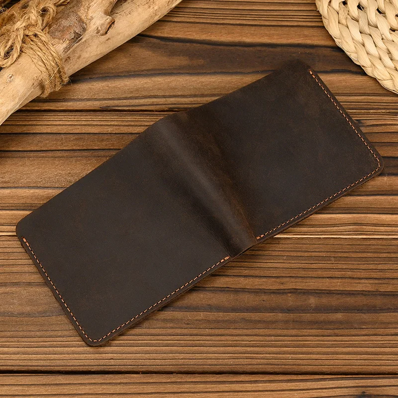 Handmade Vintage Crazy horse Leather Wallet Men Genuine Leather Short Wallet Slim Coin Purse Male Money Clips Money bag