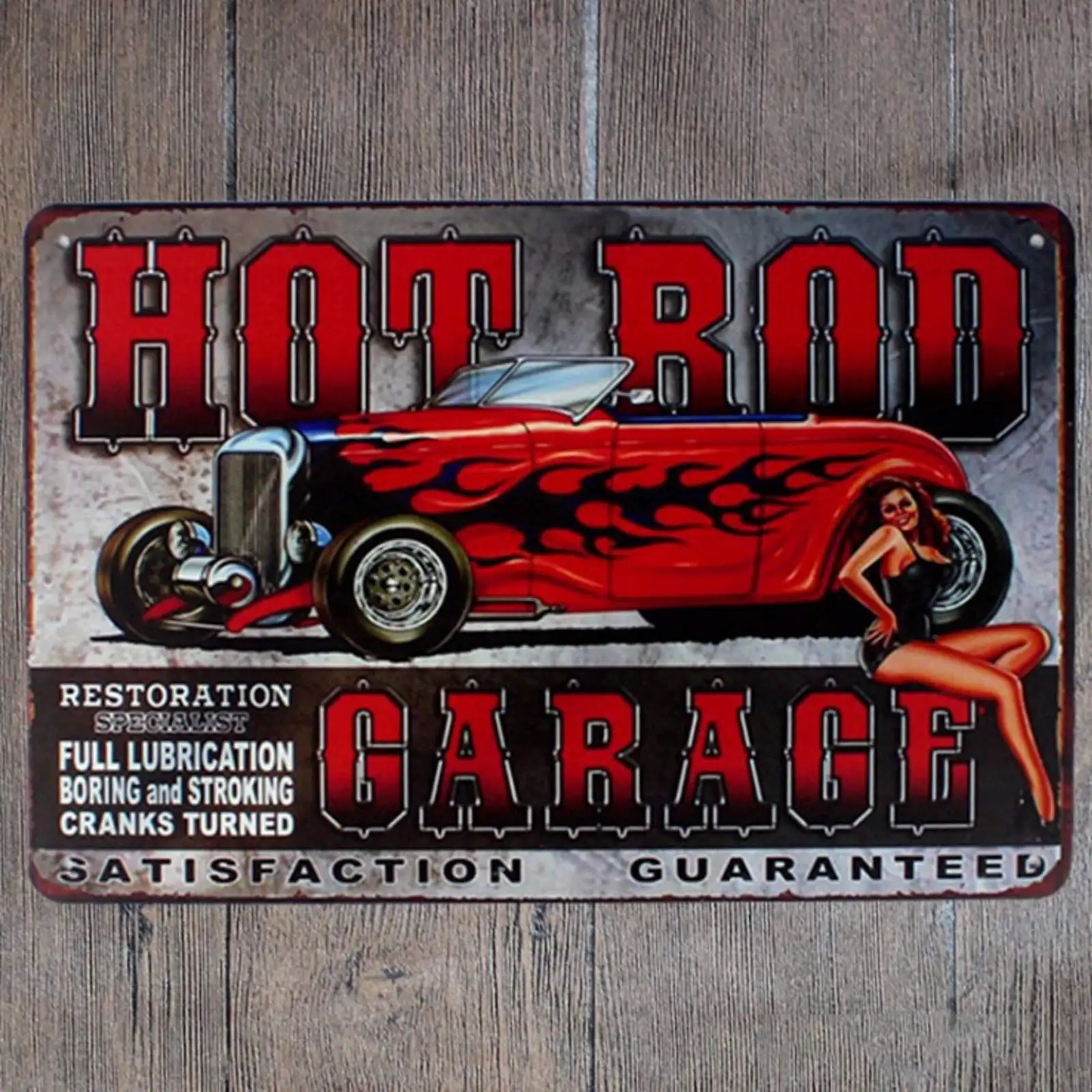 Retro Design Hot Rod Tin Metal Signs Wall Art |Thick Tinplate Print Poster Wall Art for Garage