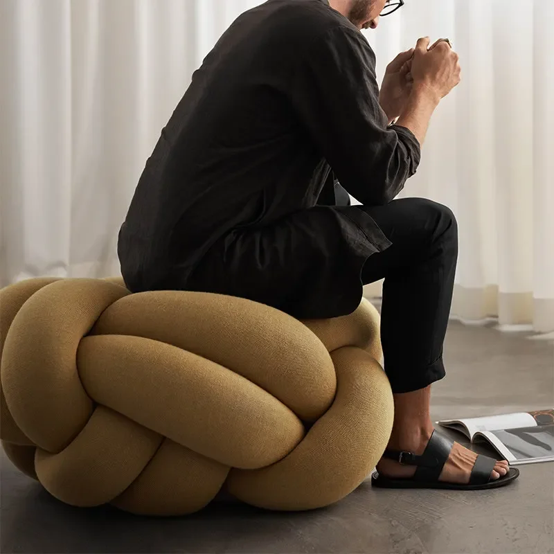 Knitted wool knotted, lazy sofa, fabric stool spherical 4