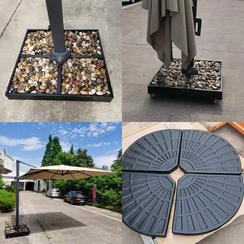 Heavy Duty Cross Metal Base for Outdoor Roman Parasol Stone Weighted Stand Patio Garden Umbrella Accessories