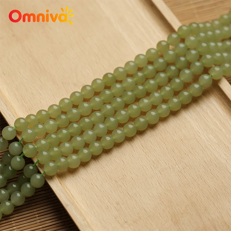 Natural Stone Hotan Jades Smooth Beads For Jewelry Making DIY keychain Crafts Accessories Handstring 15'' Wholesale 6/8/10/12MM - view 4