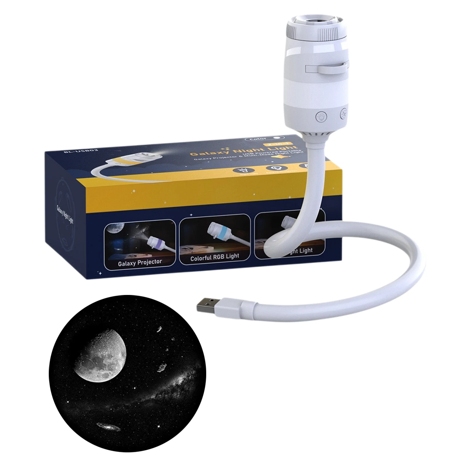 Galaxy Star Projector Night Light USB Powered Bedroom Ceiling Starry Sky Lamp Remote Touch Control Gooseneck