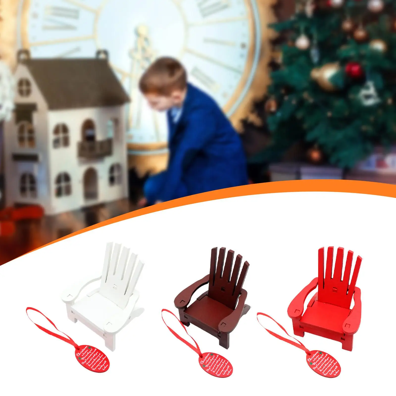 قلادة كرسي هزاز مصغرة، منظر طبيعي صغير، زخرفة معلقة حرفية، زينة أثاث بيت الدمى للعطلات #3