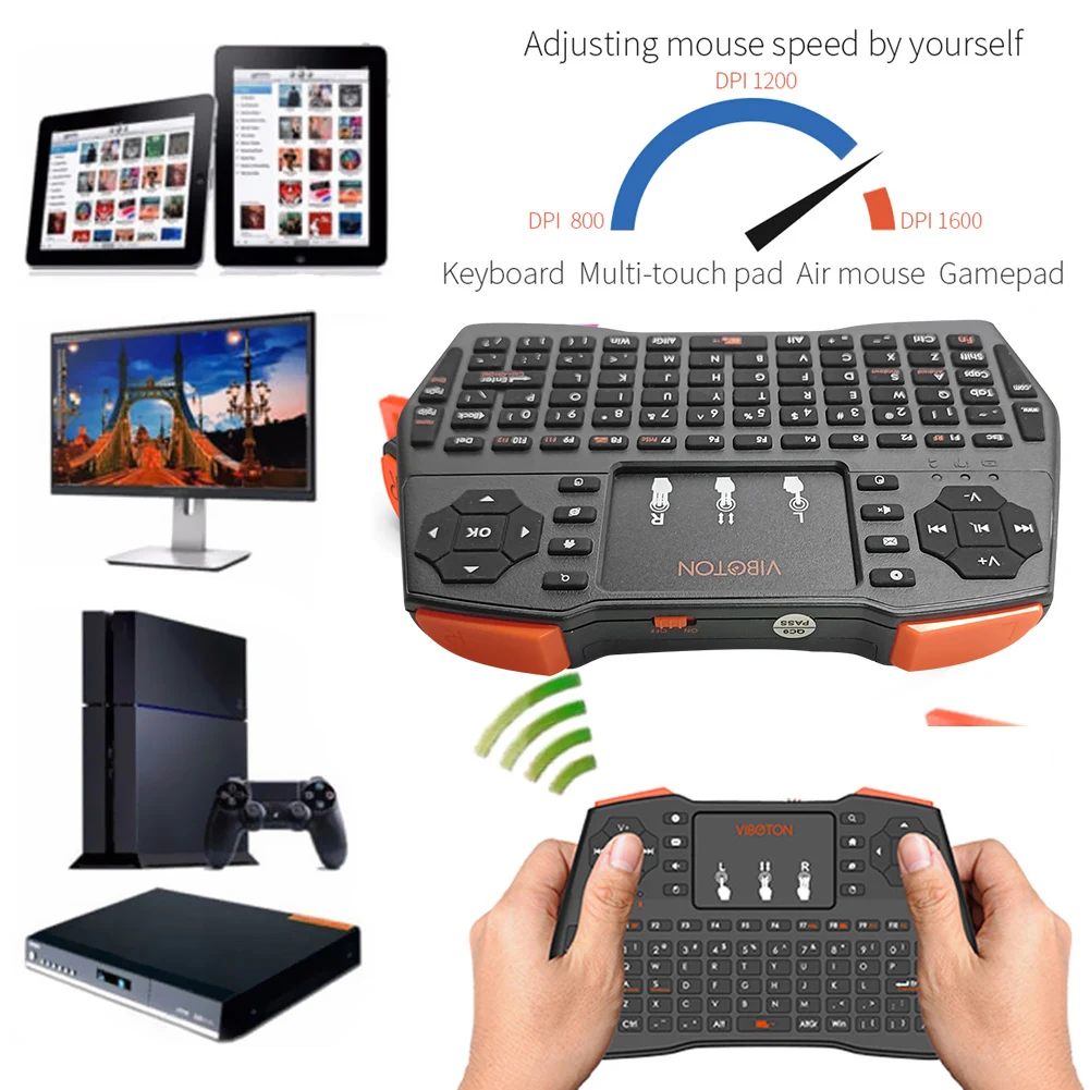 Mini Teclado Inalámbrico I8 Plus 2.4G con Mouse Aéreo y Panel Táctil para TV PS en Inglés