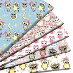 Animals Owl Moon Printed Polyester Pure Cotton Material Patchwork Tissue Sewing Quilting Fabrics Needlework DIY Cloth
