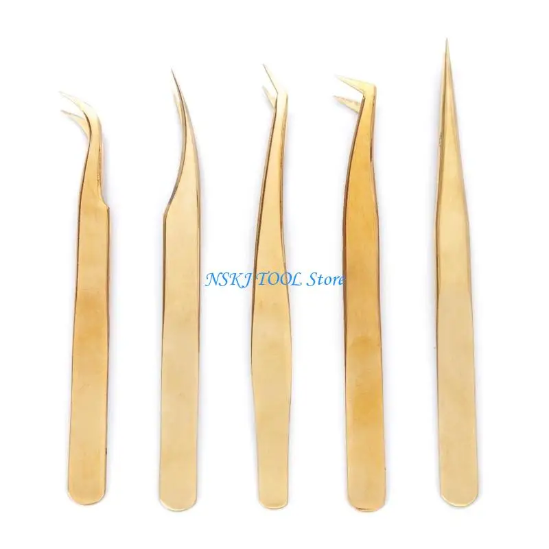

L8RC Stainless Steel Eyelash Extension Tweezers Straight & Curved Tip Eyelash Tool