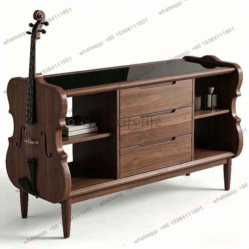 YJ creative violin shape solid wood dining side cabinet design sense storage cabinet drawer storage
