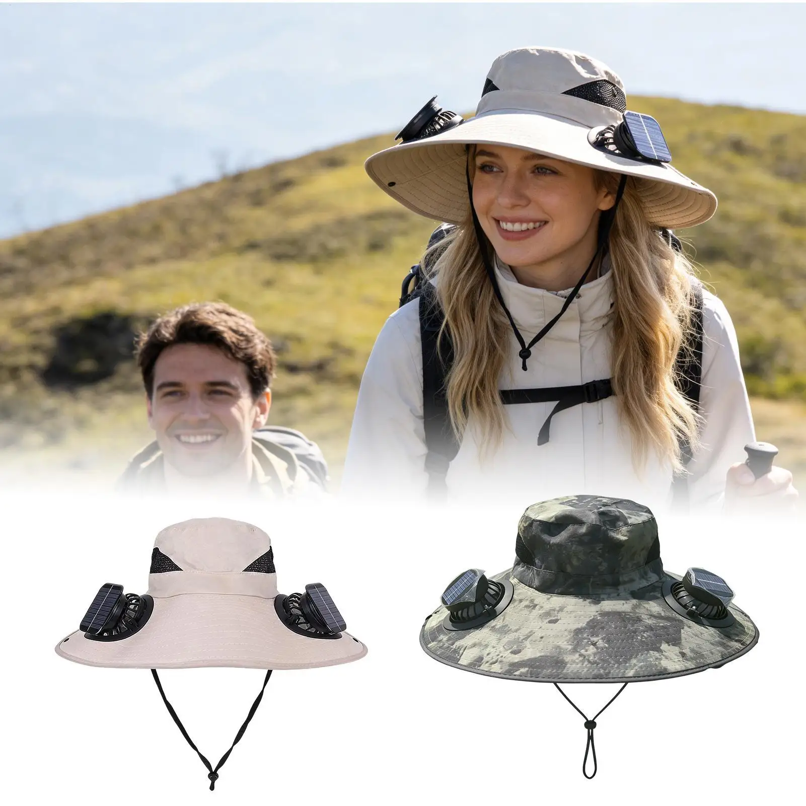 

Solar Fan Hat Breathable Camping Headpiece Outdoor Fishing Hat for Gardeners Fishermen Camping Beach Golfers Travelers Fishing
