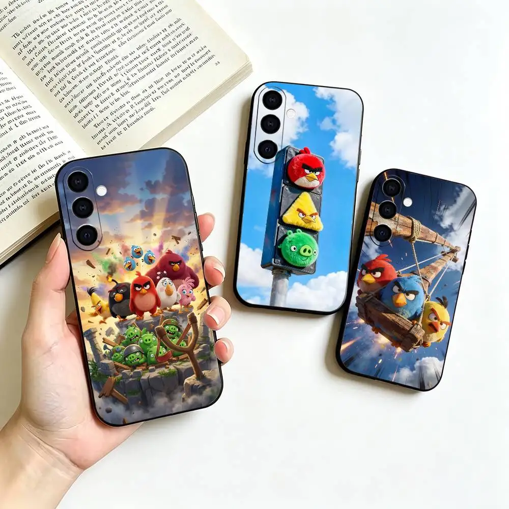 BIRD Game A-Angry-y B-Bird Phone Case For Samsung Galaxy A73, A72,A70,A53,A52,A51,Soft Silicone Black Cover