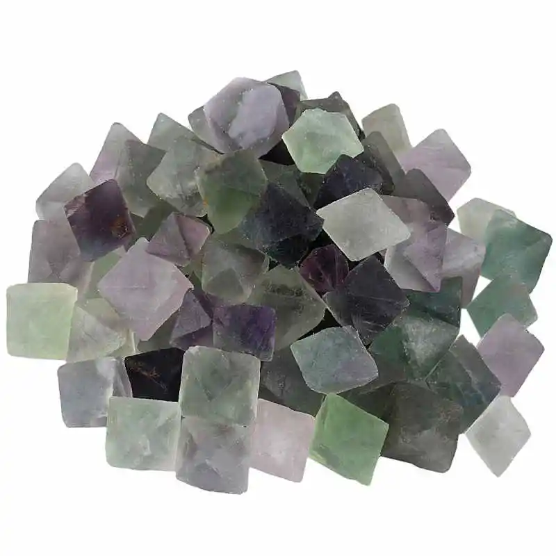

1/2lb (230g) Natural Purple Green Fluorite Rough Stone Rhombus Crystal Quartz Point for Tumbling Cabbing Jewelry Accessories