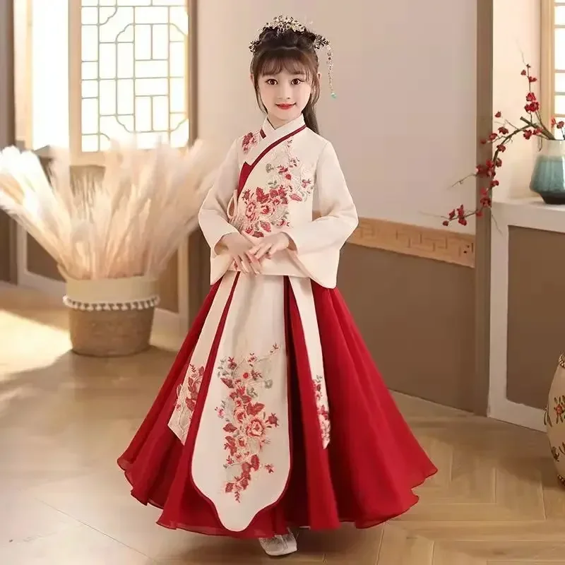 Chinese Japanese and Korean Children's Christmas Dress Girls' Kimono Chinese Traditional Vintage Ethnic Ancient Dance Costume