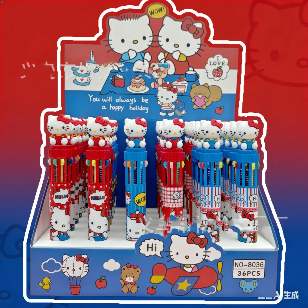 

Новая модель шариковой ручки Hello Kitty, 10 цветов, гелевые ручки, школьные принадлежности, ручка для письма с мультяшным рисунком, канцелярские товары для студентов, подарок для детей