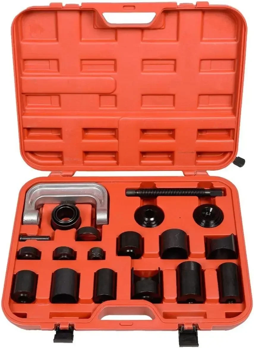 

21-piece ball joint press kit for 2WD/4WD vehicles, removes & installs upper/lower joints.