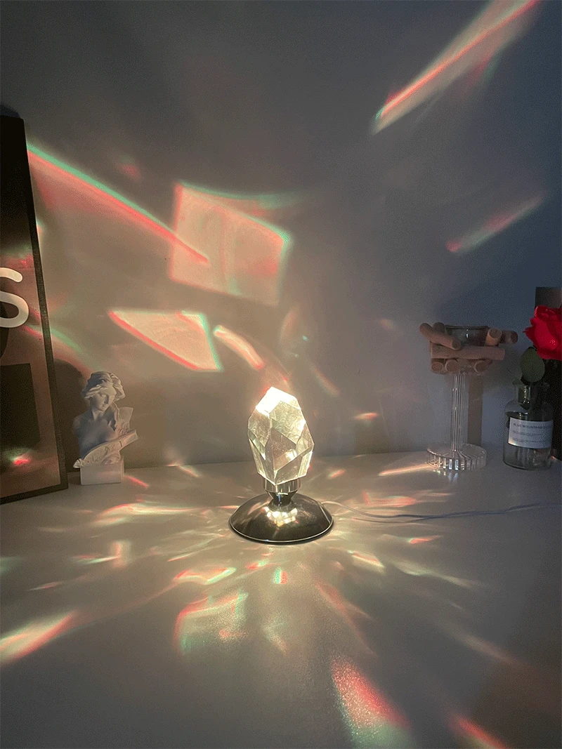 Light Shadow K9 Crystal Stone Lamp 16 color RGB Control Diamond Table Light Fashion Design Home Decoration Bedroom Living Room