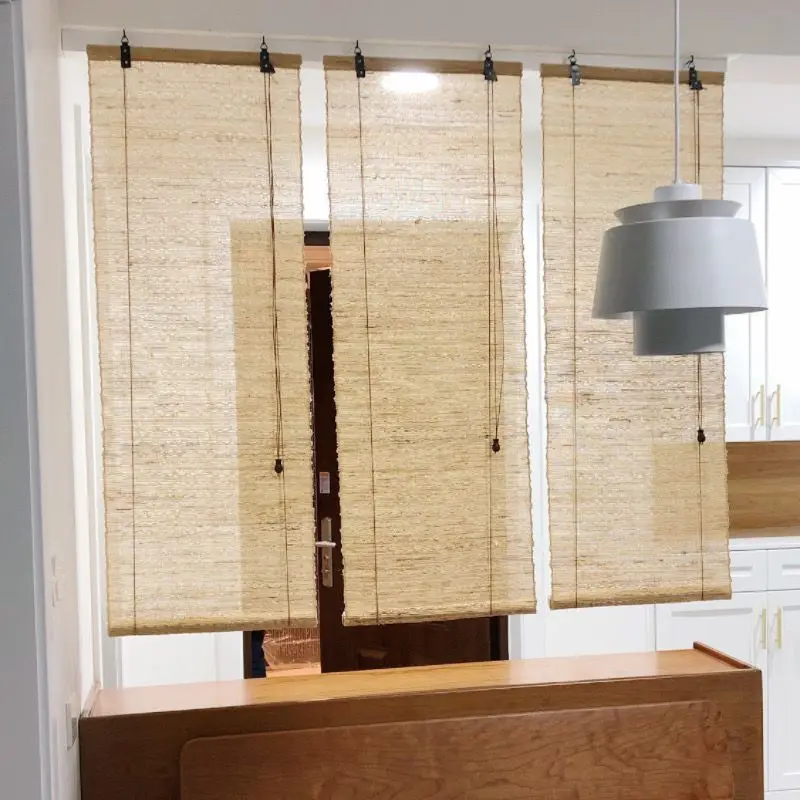 Tela Aqumotic Vintage para parede divisória do quarto, Longa Cortina Retro Natural, Divisória decorativa, Ramie Room Split Light