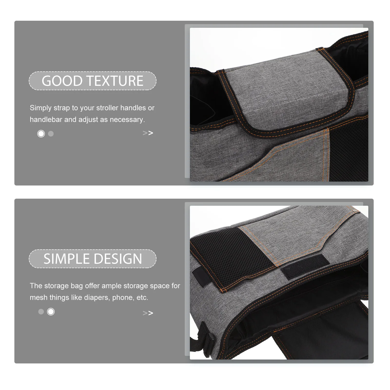 

Diaper Bag Stroller Organizer Grey Portable Bags Essentials Mommy Easy Install Handlebar Storage Cross Body Accessories