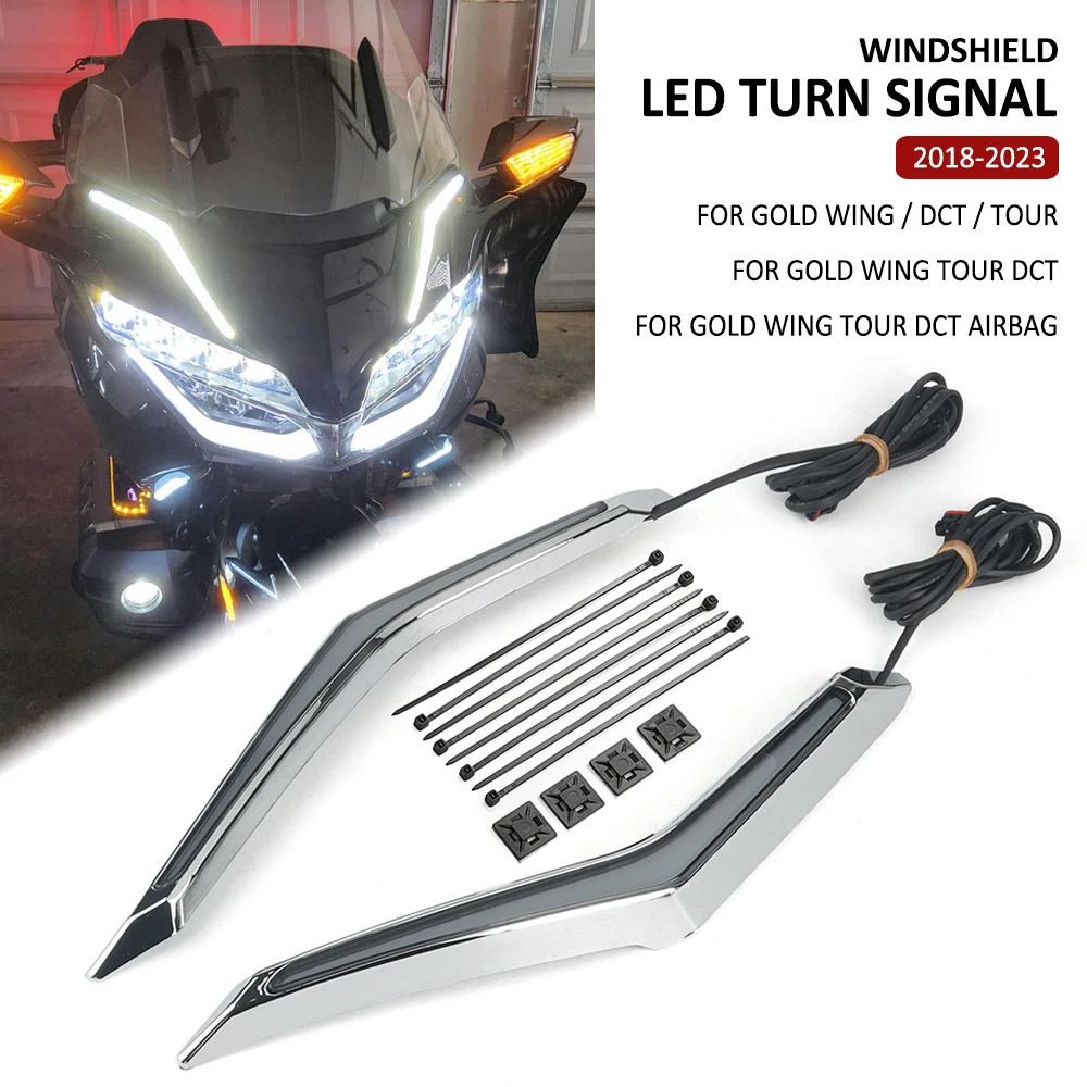 

Motorcycle Strike Windshield Trim Lamp Turn Signal Brake LED Light For Honda Gold Wing GL 1800 GL1800 Tour DCT Airbag 2018-2023