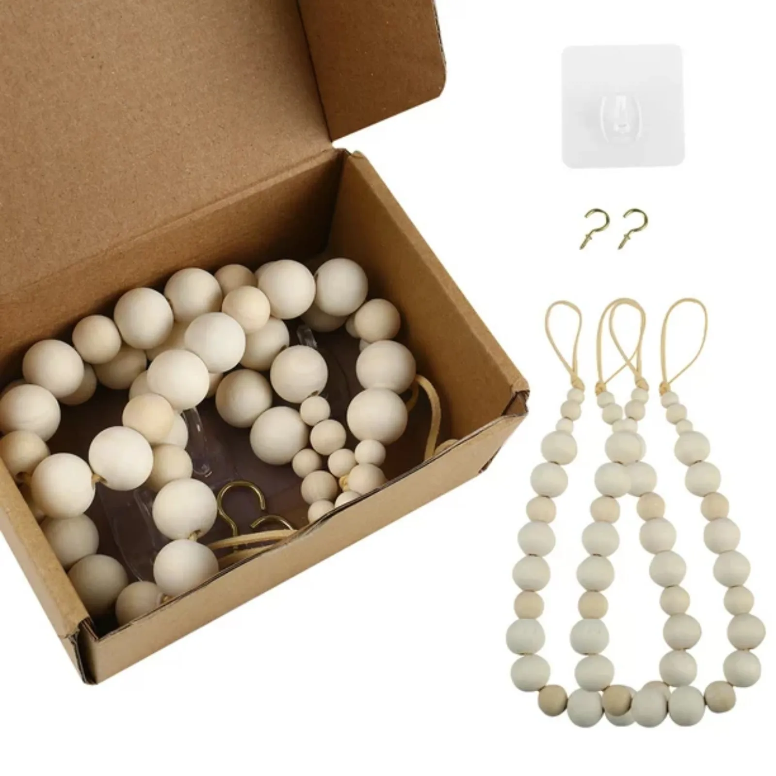2PCS Curtain Tiebacks with 2 Hook Boho Curtain Beads Tie Backs Curtain Holders for Drapes Home Curtain Holdbacks Decoration