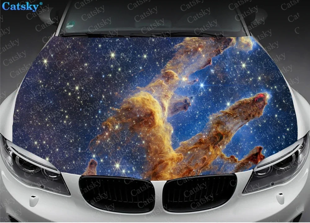 Galactic Neighbor Star Space Print Car Hood Vinyl Stickers Wrap Film Engine Cover Decals on Auto Accessories Decoration Protect