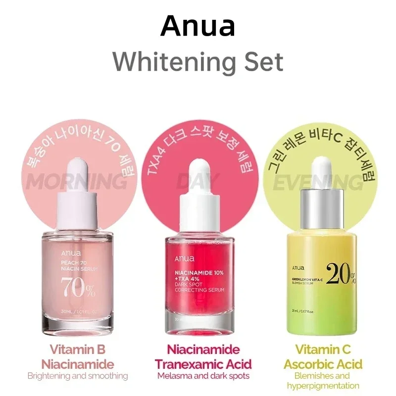 

Anua Whitening Set Peach 70% Niacinamide Serum Dark Spot Serum Vitamin C Blemish Serum Reduce Wrinkles Anti-wrinkle Essence